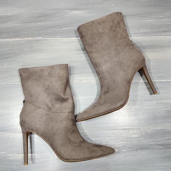 INC Reanna Boots International Concepts  Pointed Toe Faux Suede 9 M Taupe - Picture 1 of 12